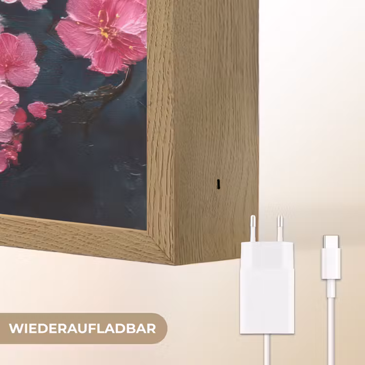 Bloem - Bloesems - Roze - Abstract Light Box met batterij (Wandlamp) middel -USP_websiteoplaadbaarDE