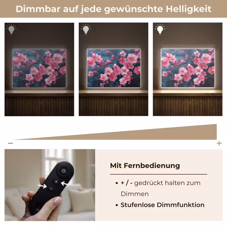 Bloem - Bloesems - Roze - Abstract Light Box met batterij (Wandlamp) middel -USP_dimbaarDE