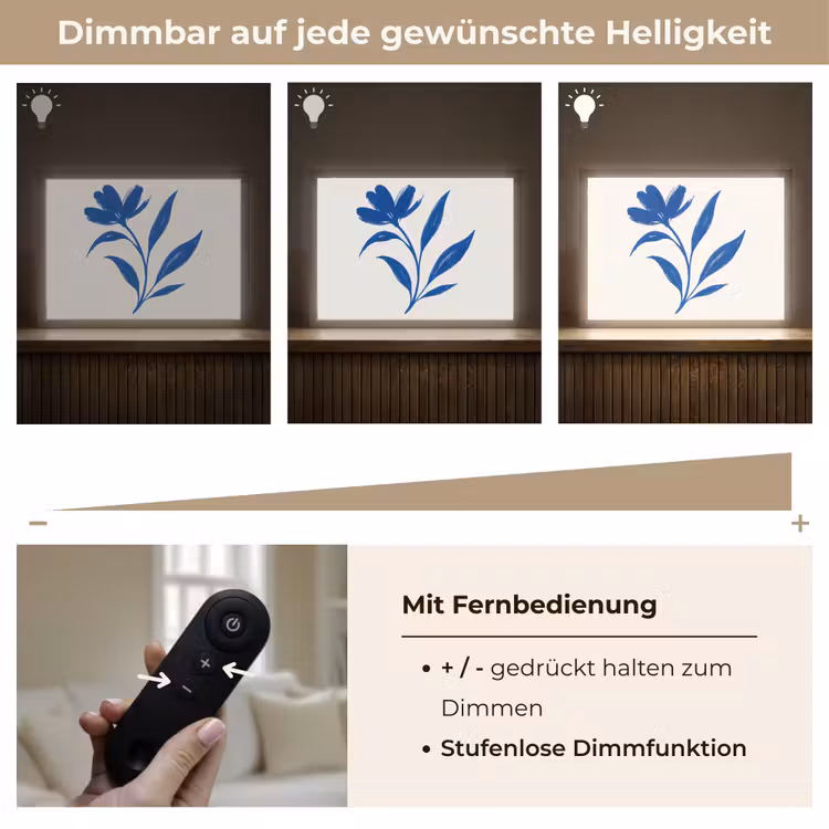 Bloem - Blaadjes - Minimalistisch - Blauw Light Box met batterij (Wandlamp) middel -USP_dimbaarDE