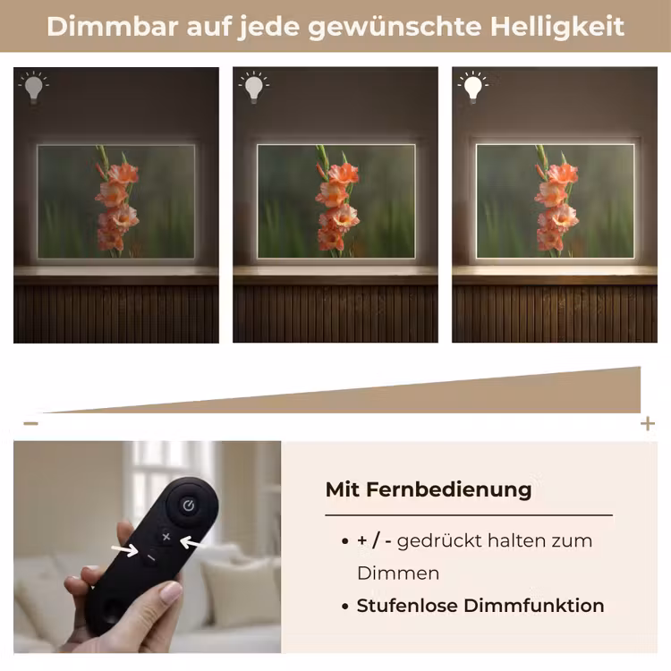 Bloem - Gladiolen - Zalmroze Light Box met batterij (Wandlamp) middel -USP_dimbaarDE