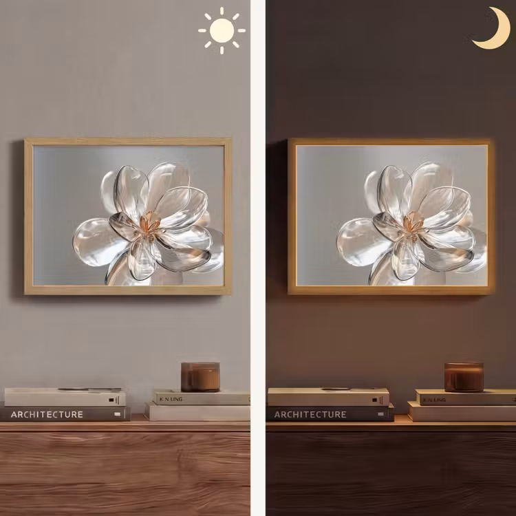 Bloem - Glazen - Doorzichtig Light Box met batterij (Wandlamp) middel -sfeer3