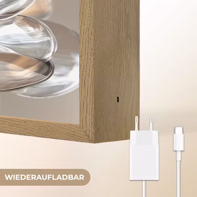 Bloem - Glazen - Doorzichtig Light Box met batterij (Wandlamp) middel -USP_websiteoplaadbaarDE