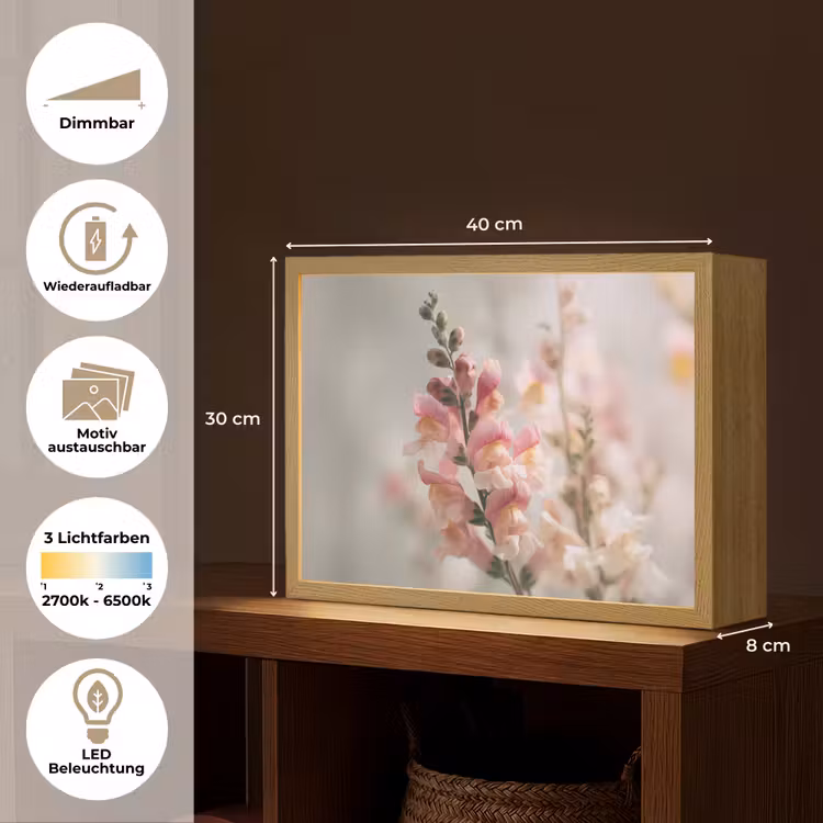 Bloem - Leeuwenbek - Roze - Stengel Light Box met batterij (Wandlamp) middel -USP_websiteoverzichtDE