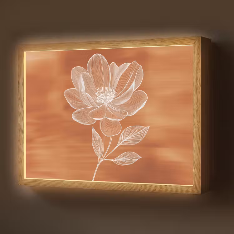 Bloem - Minimalistisch - Wit Light Box met batterij (Wandlamp) middel -z3d_website