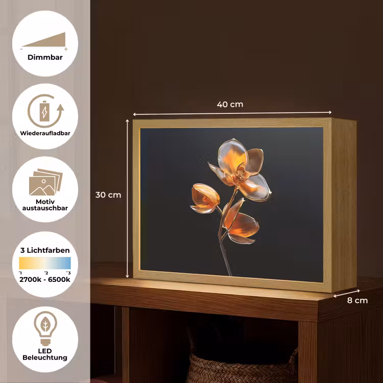 Bloem - Orchidee - Oranje Light Box met batterij (Wandlamp) middel -USP_websiteoverzichtDE
