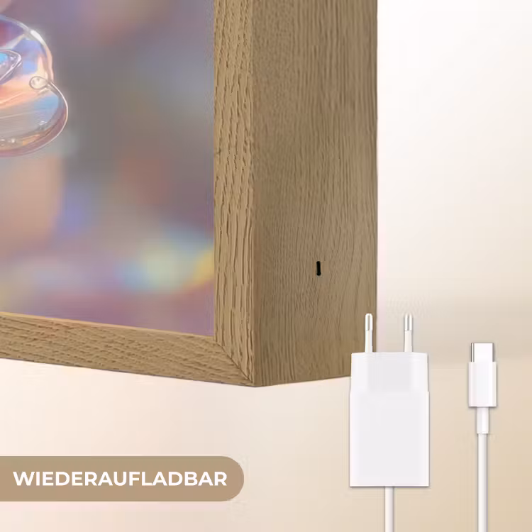 Bloem - Transparant - Pastelkleuren - Druppels Light Box met batterij (Wandlamp) middel -USP_websiteoplaadbaarDE