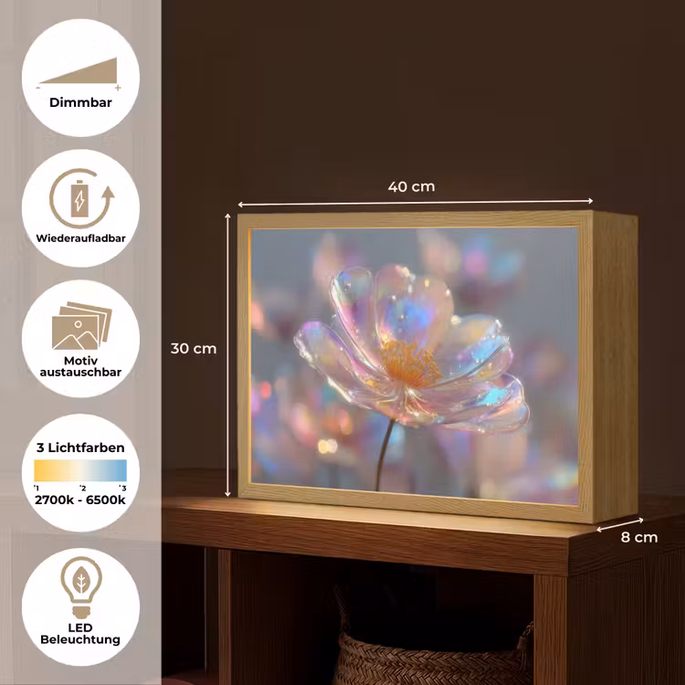 Bloem - Transparant - Pastelkleuren - Druppels Light Box met batterij (Wandlamp) middel -USP_websiteoverzichtDE