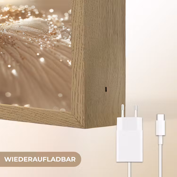 Bloem - Wit - Glitter - Goud - Modern Light Box met batterij (Wandlamp) middel -USP_websiteoplaadbaarDE