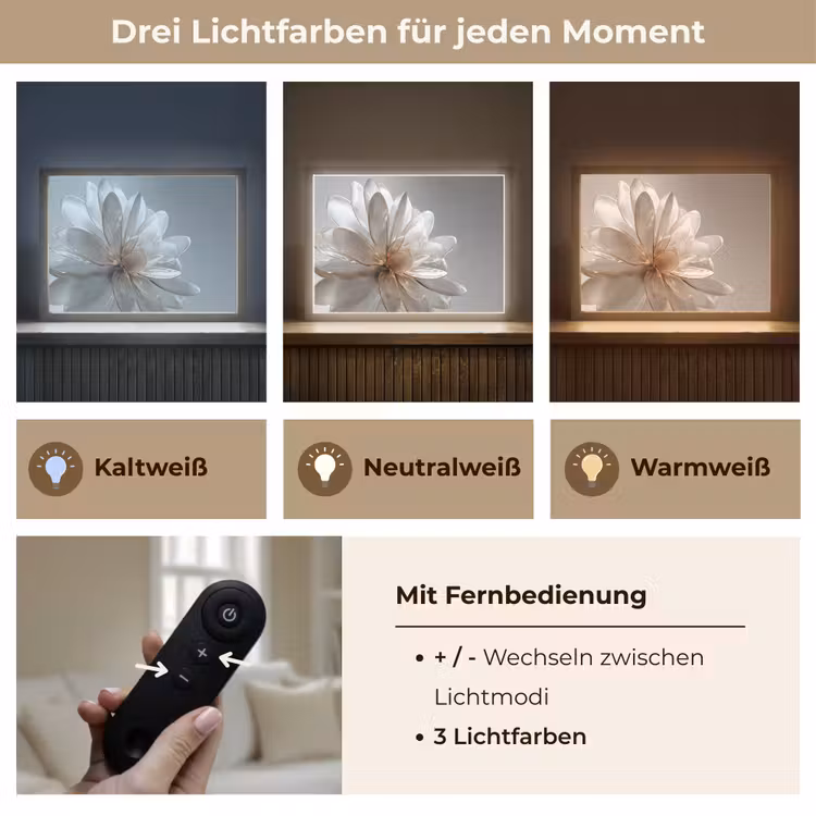Bloem - Wit - Neutraal Light Box met batterij (Wandlamp) middel -USP_lichtkleurDE