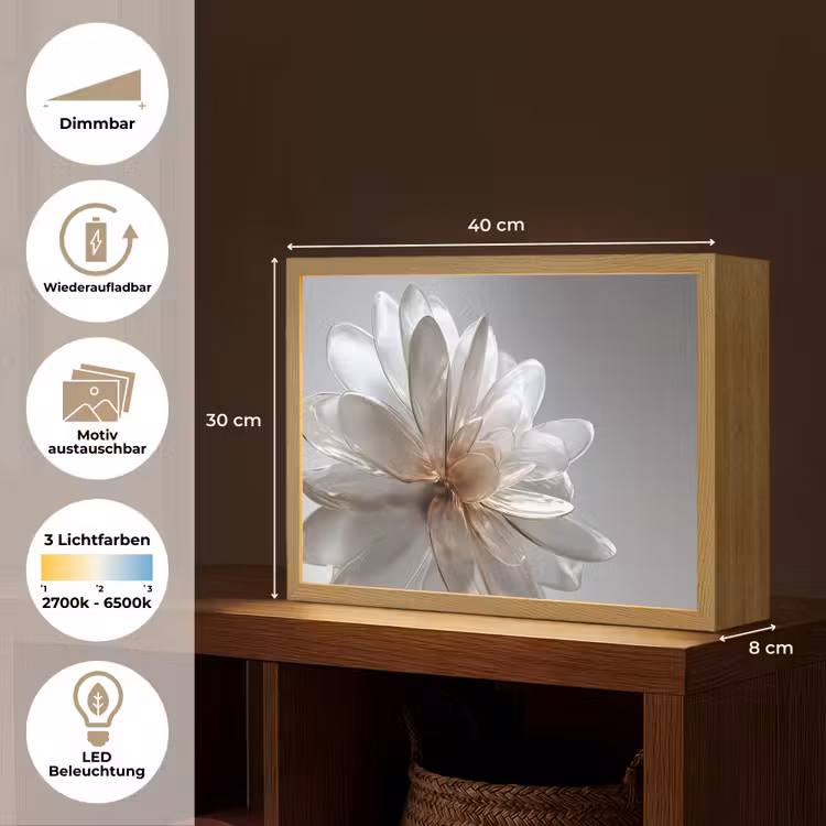 Bloem - Wit - Neutraal Light Box met batterij (Wandlamp) middel -USP_websiteoverzichtDE