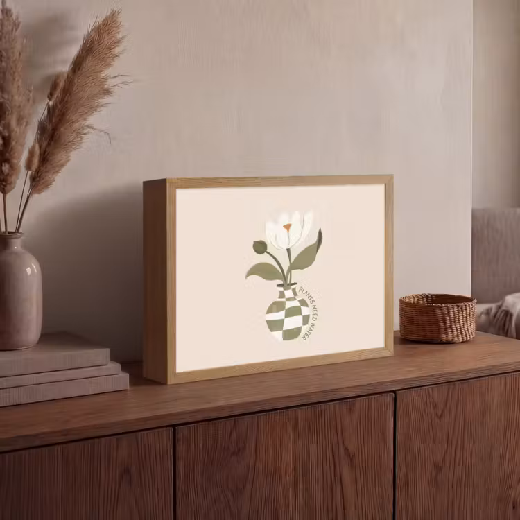 Bloem - Wit - Vaas - Quote Light Box met batterij (Wandlamp) middel -sfeer2