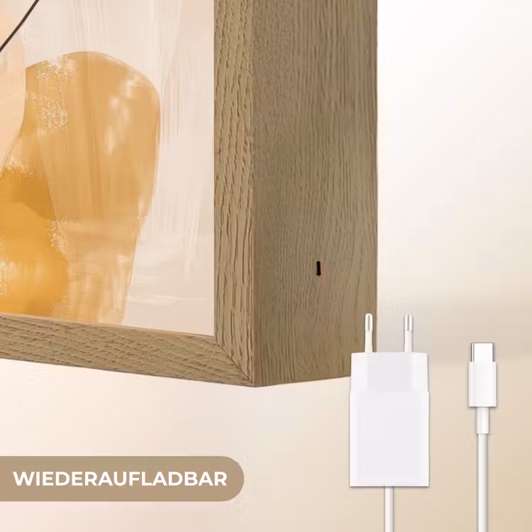 Bloemen - Abstract - Beige - Line art Light Box met batterij (Wandlamp) middel -USP_websiteoplaadbaarDE