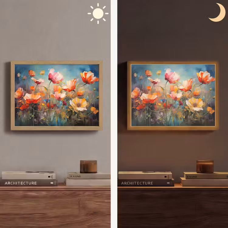 Bloemen - Watercolor - Kunst - Botanisch - Natuur Light Box met batterij (Wandlamp) middel -sfeer3