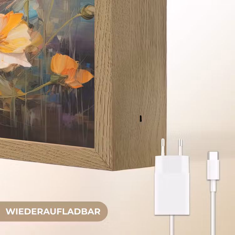 Bloemen - Watercolor - Kunst - Botanisch - Natuur Light Box met batterij (Wandlamp) middel -USP_websiteoplaadbaarDE