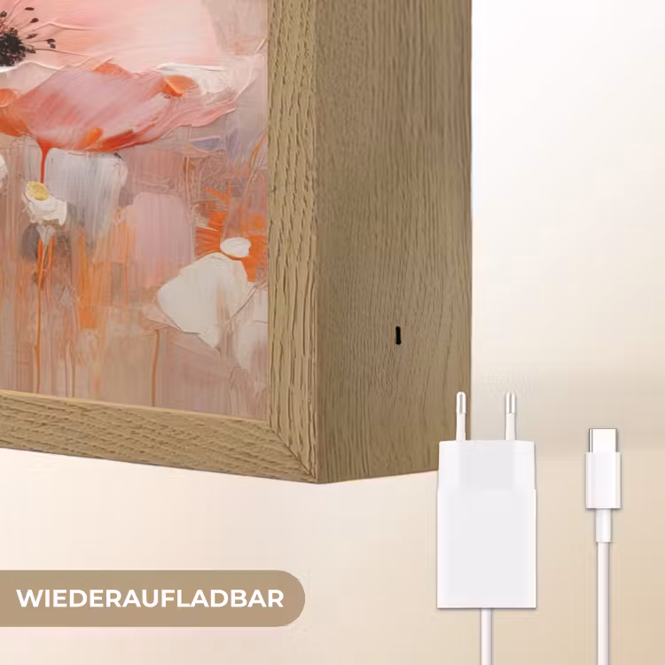 Bloemen - Watercolor - Roze - Abstract - Kunst Light Box met batterij (Wandlamp) middel -USP_websiteoplaadbaarDE