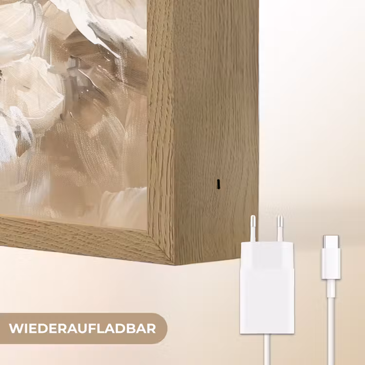 Bloemen - Beige - Abstract - Modern Light Box met batterij (Wandlamp) middel -USP_websiteoplaadbaarDE
