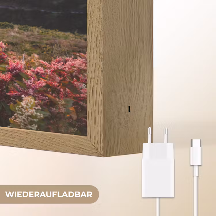 Bloemen - Bergen - Landschap - Nacht - Lucht - Roze Light Box met batterij (Wandlamp) middel -USP_websiteoplaadbaarDE