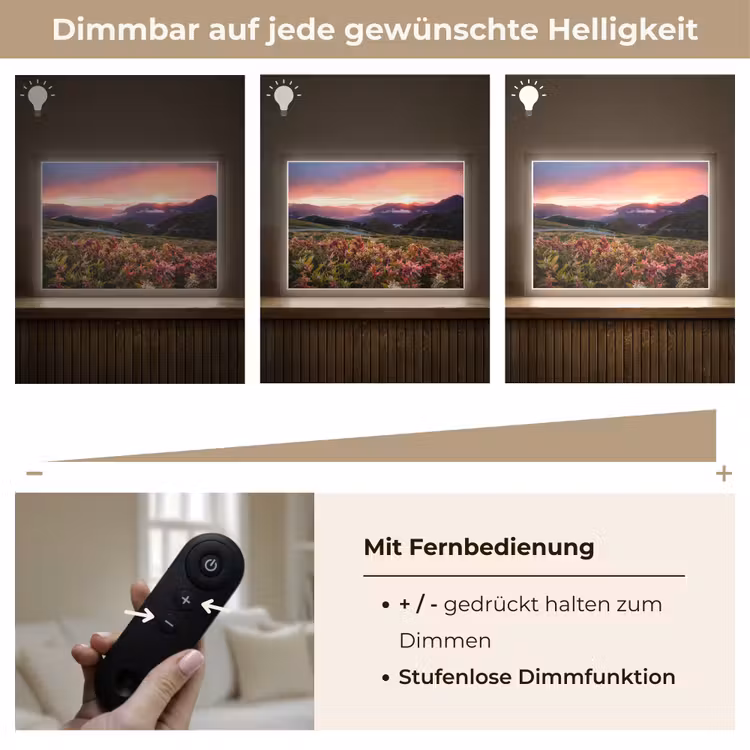 Bloemen - Bergen - Landschap - Nacht - Lucht - Roze Light Box met batterij (Wandlamp) middel -USP_dimbaarDE