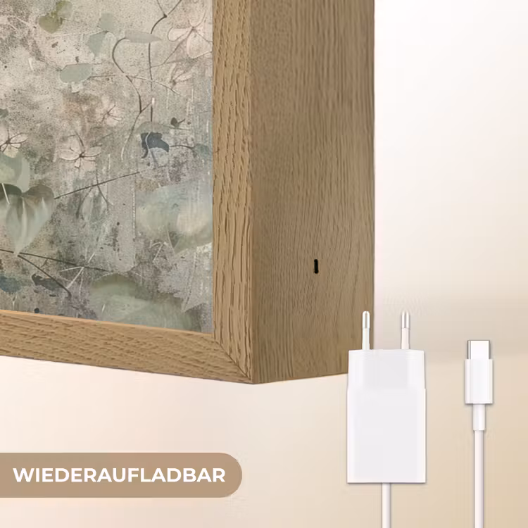 Bloemen - Bladeren - Abstract - Modern Light Box met batterij (Wandlamp) middel -USP_websiteoplaadbaarDE