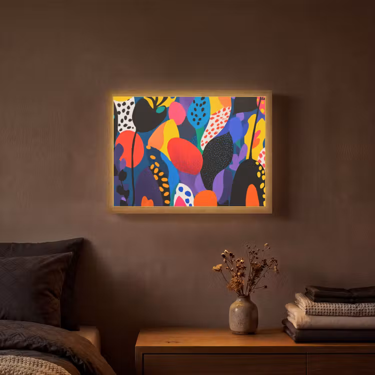 Bloemen - Bladeren - Abstract - Rood Light Box met batterij (Wandlamp) middel -sfeer4
