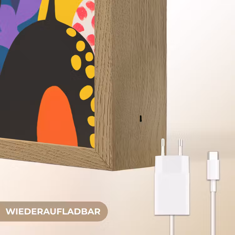 Bloemen - Bladeren - Abstract - Rood Light Box met batterij (Wandlamp) middel -USP_websiteoplaadbaarDE