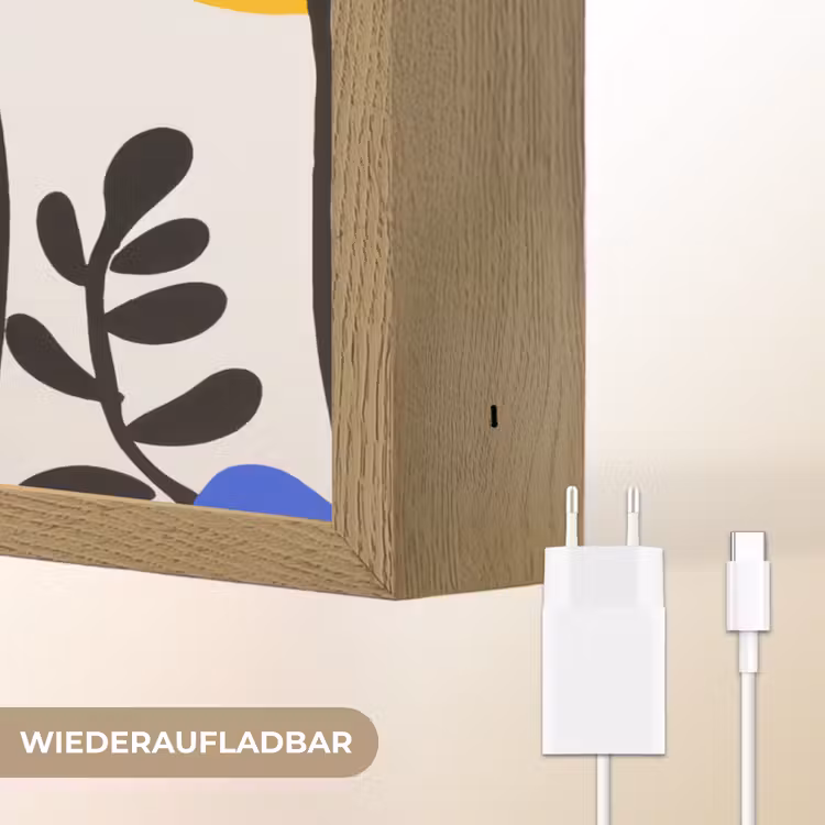 Bloemen - Bladeren - Abstract - Zwart Light Box met batterij (Wandlamp) middel -USP_websiteoplaadbaarDE