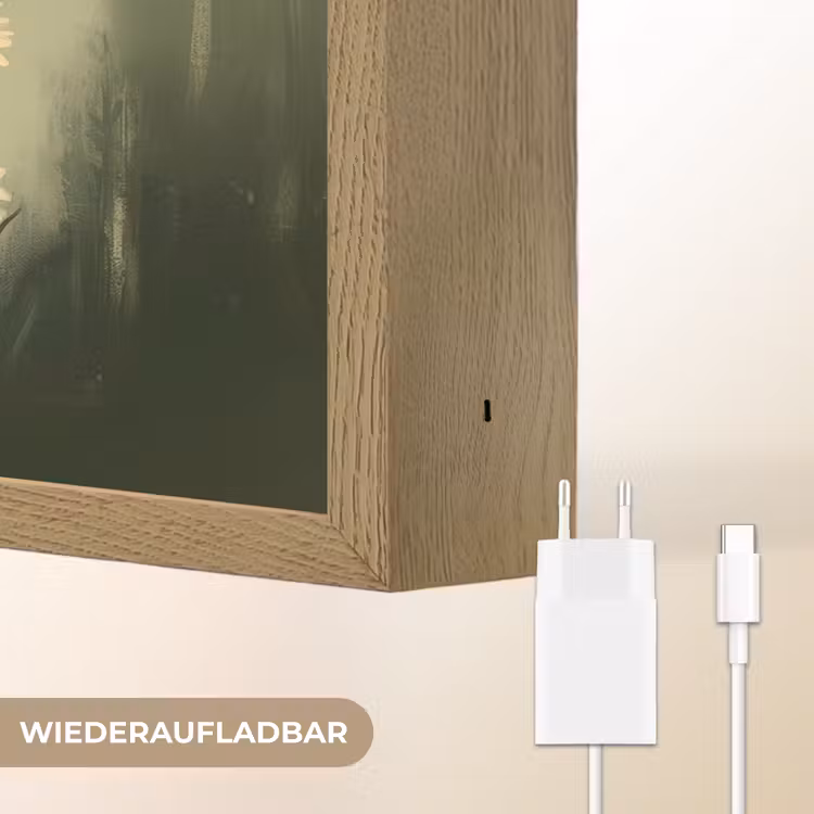 Bloemen - Bladeren - Zon - Groen Light Box met batterij (Wandlamp) middel -USP_websiteoplaadbaarDE