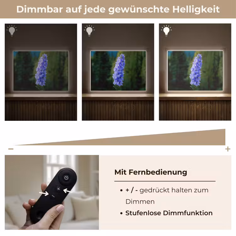 Bloemen - Blauw - Dennenboom Light Box met batterij (Wandlamp) middel -USP_dimbaarDE