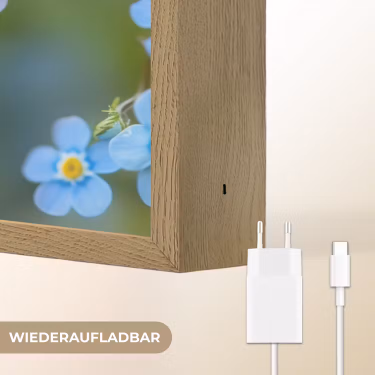 Bloemetjes - Blauw - Vergeet mij nietjes Light Box met batterij (Wandlamp) middel -USP_websiteoplaadbaarDE