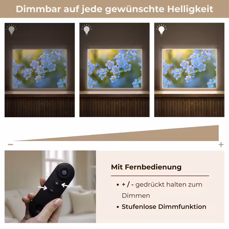 Bloemetjes - Blauw - Vergeet mij nietjes Light Box met batterij (Wandlamp) middel -USP_dimbaarDE