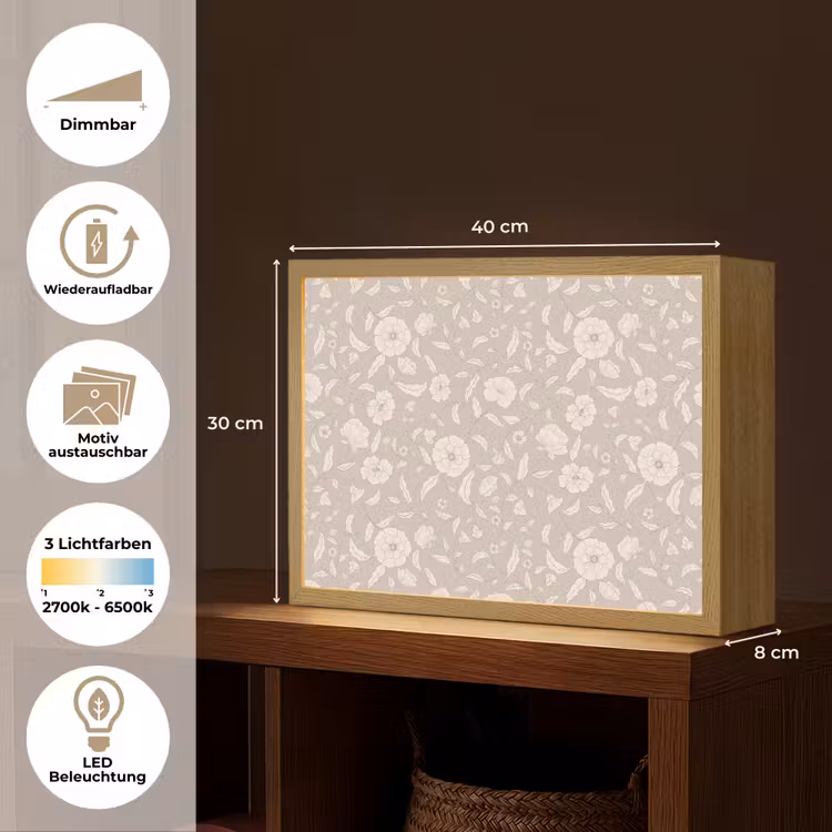 Bloemen - Blaadjes - Patroon Light Box met batterij (Wandlamp) middel 907 -USP_websiteoverzichtDE