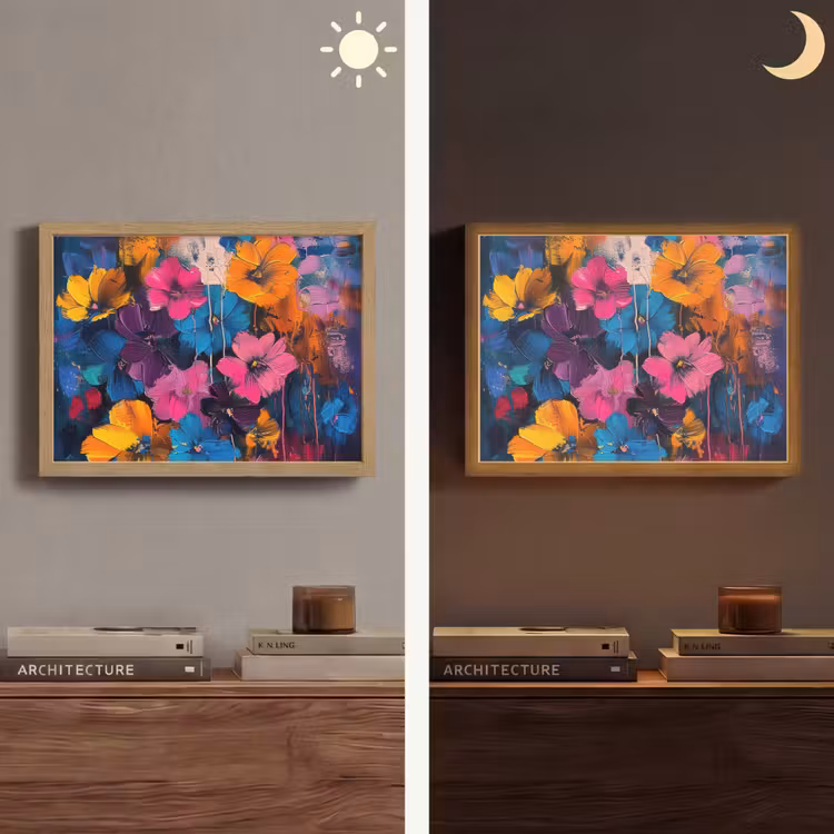 Bloemen - Kleurrijk - Abstract - Modern Light Box met batterij (Wandlamp) middel -sfeer3