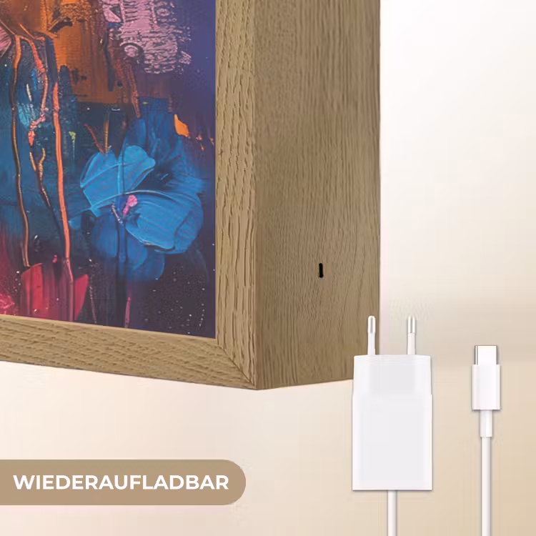Bloemen - Kleurrijk - Abstract - Modern Light Box met batterij (Wandlamp) middel -USP_websiteoplaadbaarDE