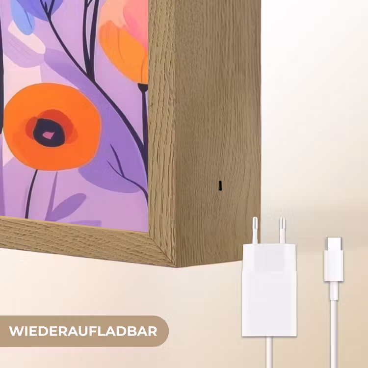 Bloemen - Kleurrijk - Bladeren Light Box met batterij (Wandlamp) middel -USP_websiteoplaadbaarDE
