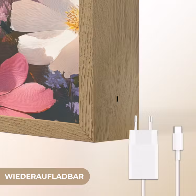 Bloemen - Kleurrijk - Bloei Light Box met batterij (Wandlamp) middel -USP_websiteoplaadbaarDE