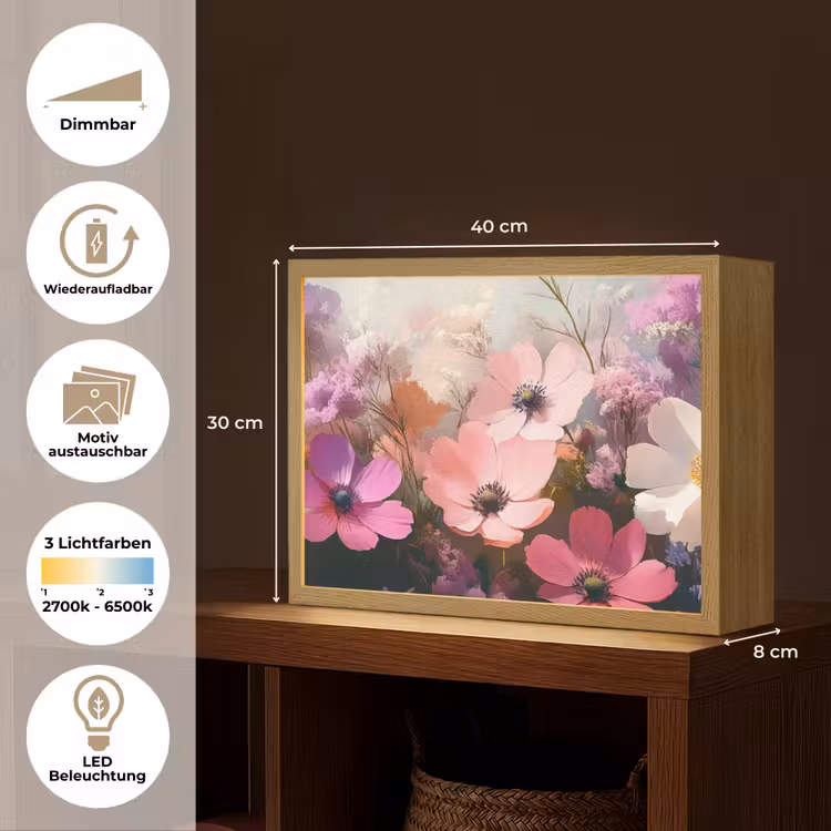 Bloemen - Kleurrijk - Bloei Light Box met batterij (Wandlamp) middel -USP_websiteoverzichtDE