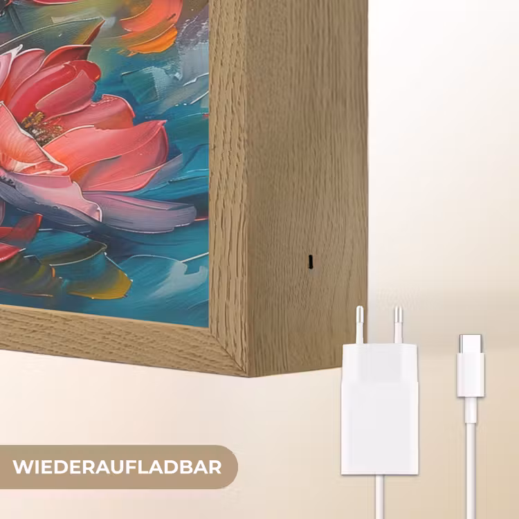 Bloemen - Kleurrijk - Verf - Abstract - Kunst Light Box met batterij (Wandlamp) middel -USP_websiteoplaadbaarDE