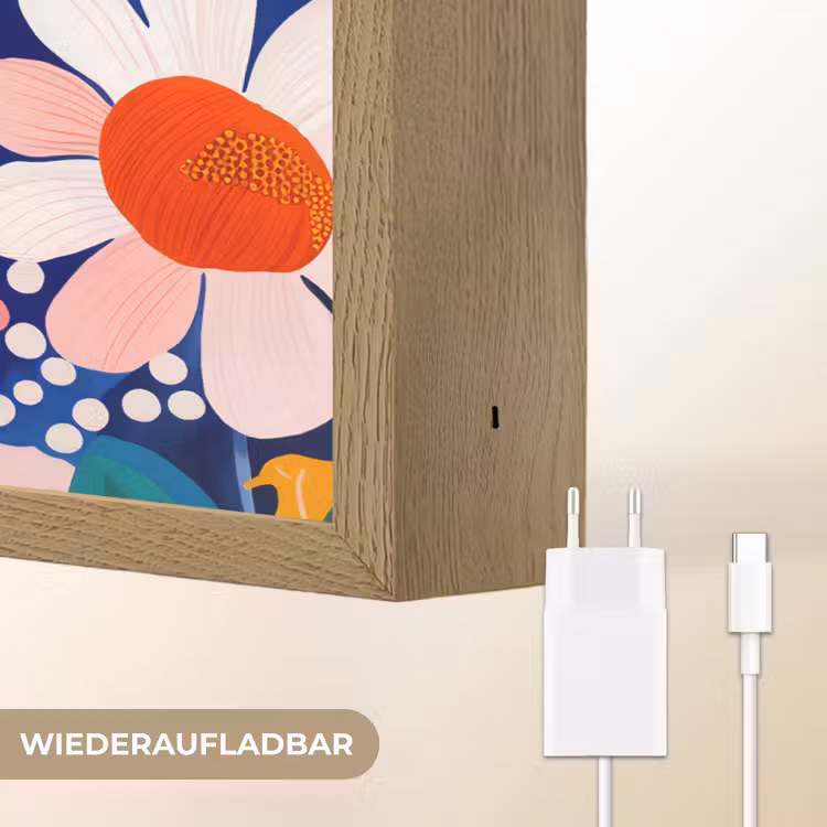 Bloemen - Kleurrijk - Stippen Light Box met batterij (Wandlamp) middel -USP_websiteoplaadbaarDE