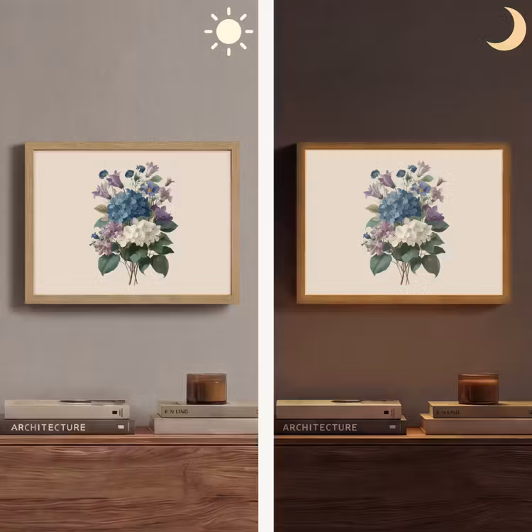 Bloemen - Gedetailleerd - Rust - Realistisch Light Box met batterij (Wandlamp) middel -sfeer3