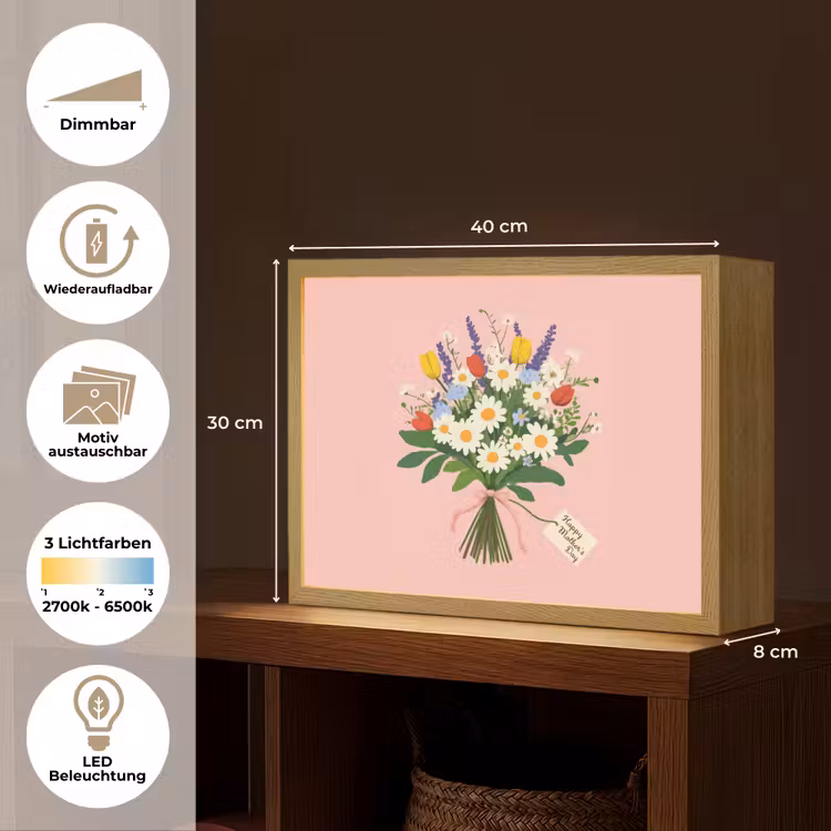 Bloemen - Lint - Kaartje Light Box met batterij (Wandlamp) middel -USP_websiteoverzichtDE