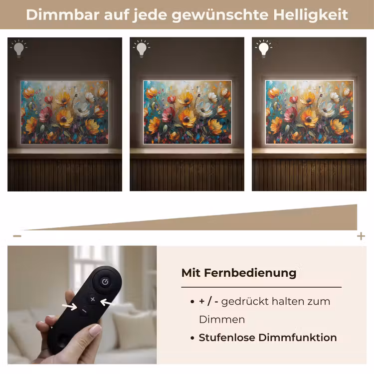 Bloemen - Verf - Kunst - Modern Light Box met batterij (Wandlamp) middel -USP_dimbaarDE