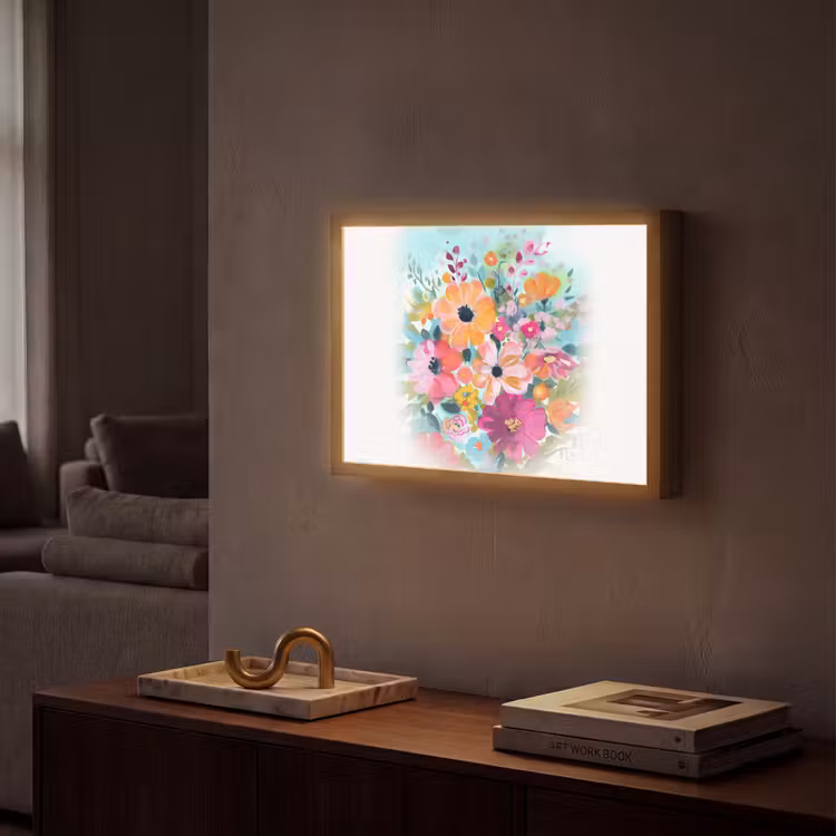 Bloemen - Kleuren - Boeket - Natuur Light Box met batterij (Wandlamp) middel -sfeer1