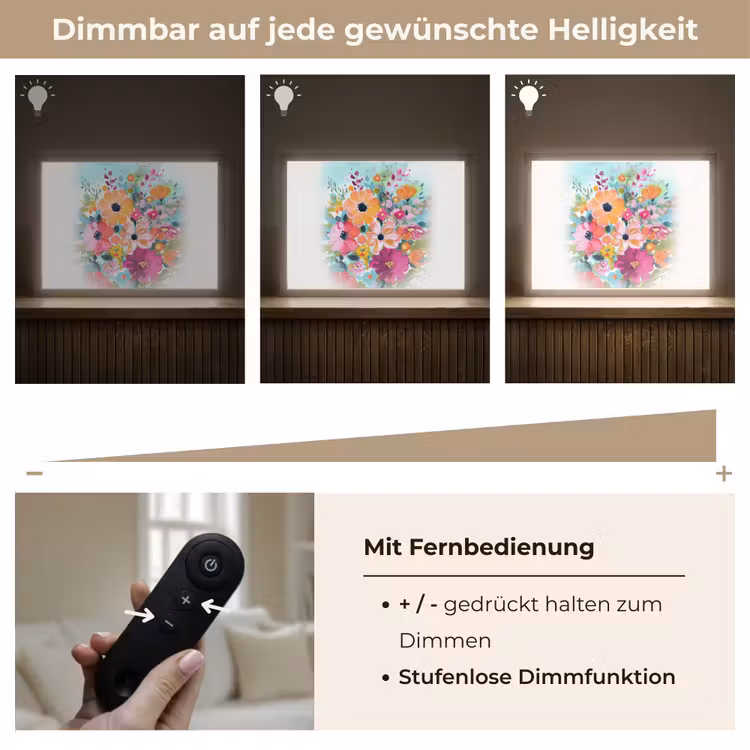 Bloemen - Kleuren - Boeket - Natuur Light Box met batterij (Wandlamp) middel -USP_dimbaarDE