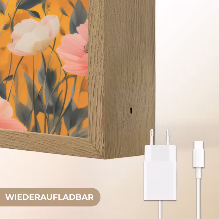 Bloemen - Veld - Geel Light Box met batterij (Wandlamp) middel -USP_websiteoplaadbaarDE