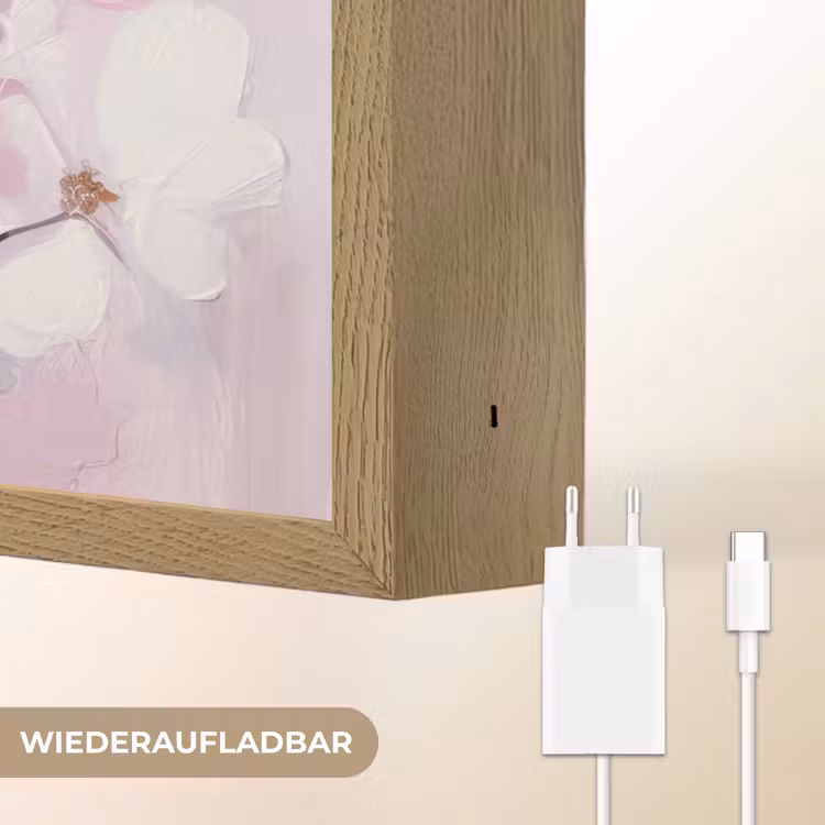 Bloemen - Lila - Watercolor - Kunst Light Box met batterij (Wandlamp) middel -USP_websiteoplaadbaarDE