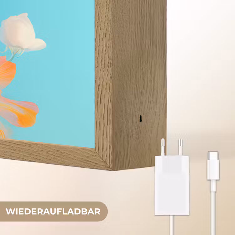 Bloemen - Vrouw - Zonnebril - Blauw Light Box met batterij (Wandlamp) middel -USP_websiteoplaadbaarDE
