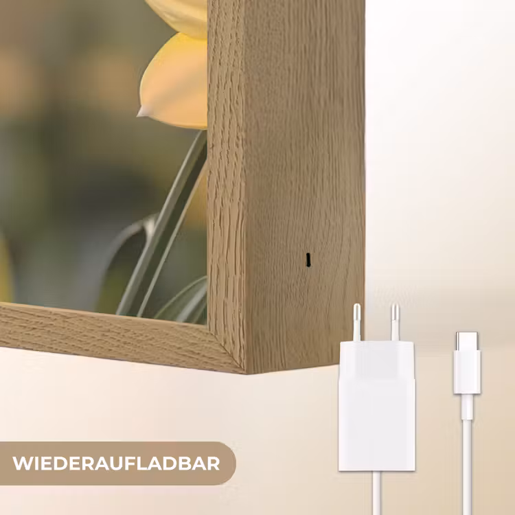Bloemen - Geel - Wazig Light Box met batterij (Wandlamp) middel -USP_websiteoplaadbaarDE