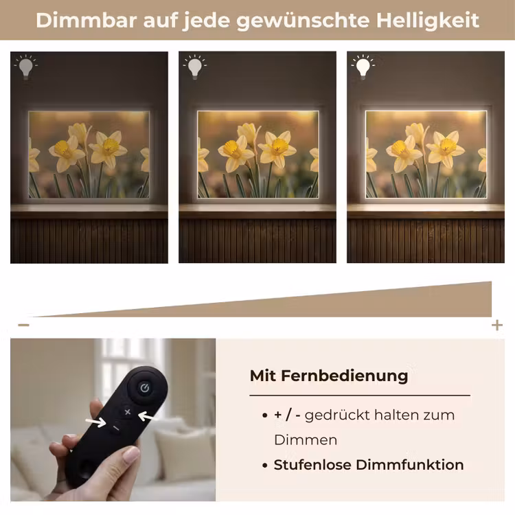 Bloemen - Geel - Wazig Light Box met batterij (Wandlamp) middel -USP_dimbaarDE