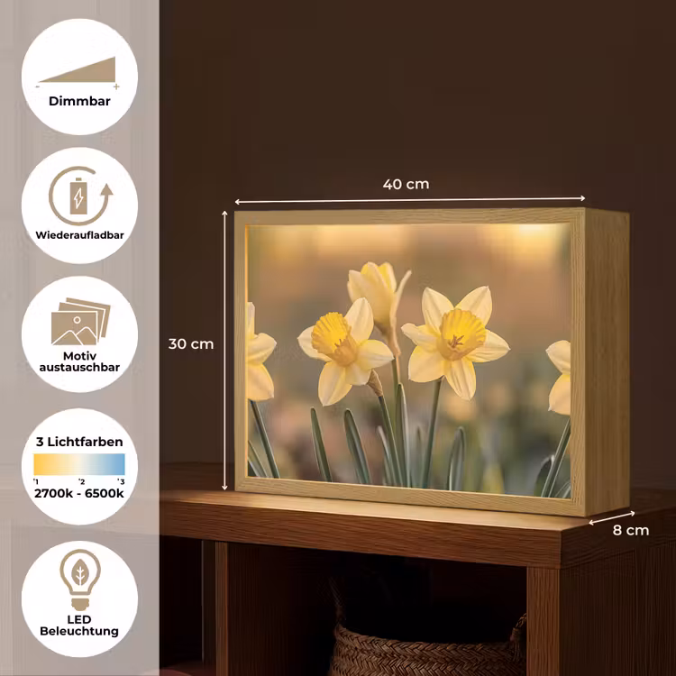 Bloemen - Geel - Wazig Light Box met batterij (Wandlamp) middel -USP_websiteoverzichtDE