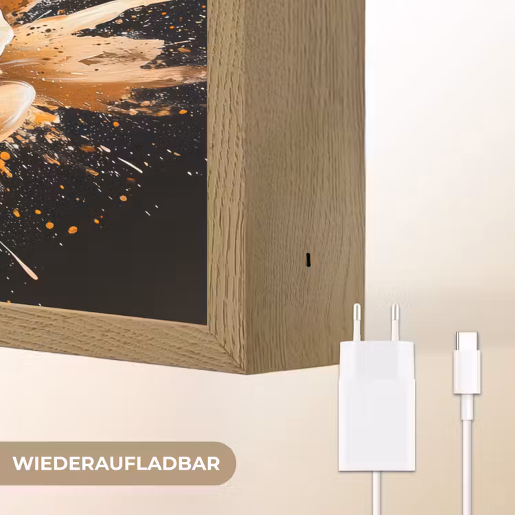 Bloemen - Goud - Graffiti - Zwart - Abstract Light Box met batterij (Wandlamp) middel -USP_websiteoplaadbaarDE
